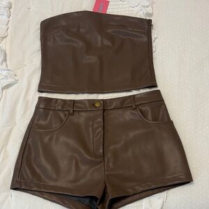 Edikted Brown Faux Leather Set